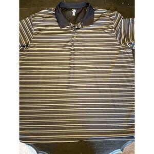 Reebok‎ Golf Mens Polo Shirt 5XL Black White Stripe Play Dry Short Sleeve